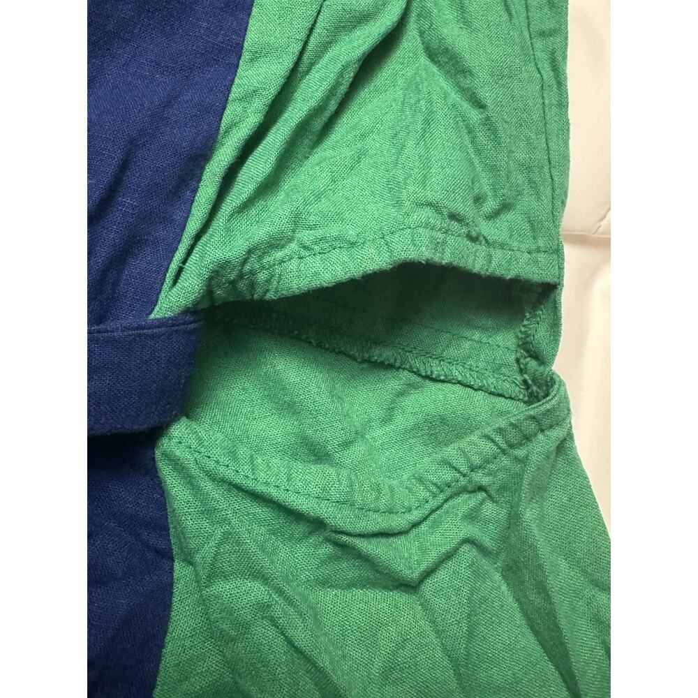 FARM RIO SOFT GARDEN BLUE GREEN FLORAL MIDI DRESS BELTED LINEN BLEND XL - Picture 8 of 10